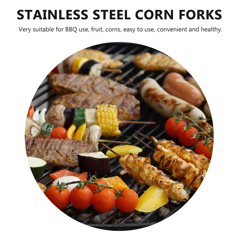 

8Pcs Heavy Duty Corn Skewers Stainless Steel Multi-Function Bbq Forks Fine Workmanship Reusable Grilling Accessories for Hot