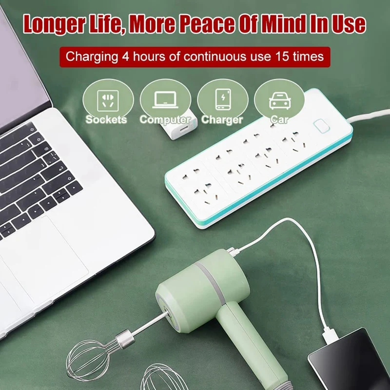 Mélangeur électrique sans fil pour centre commercial, batteur alimentaire polyvalent portable pour œufs Assad, crème fouettée, hacher, gar1995