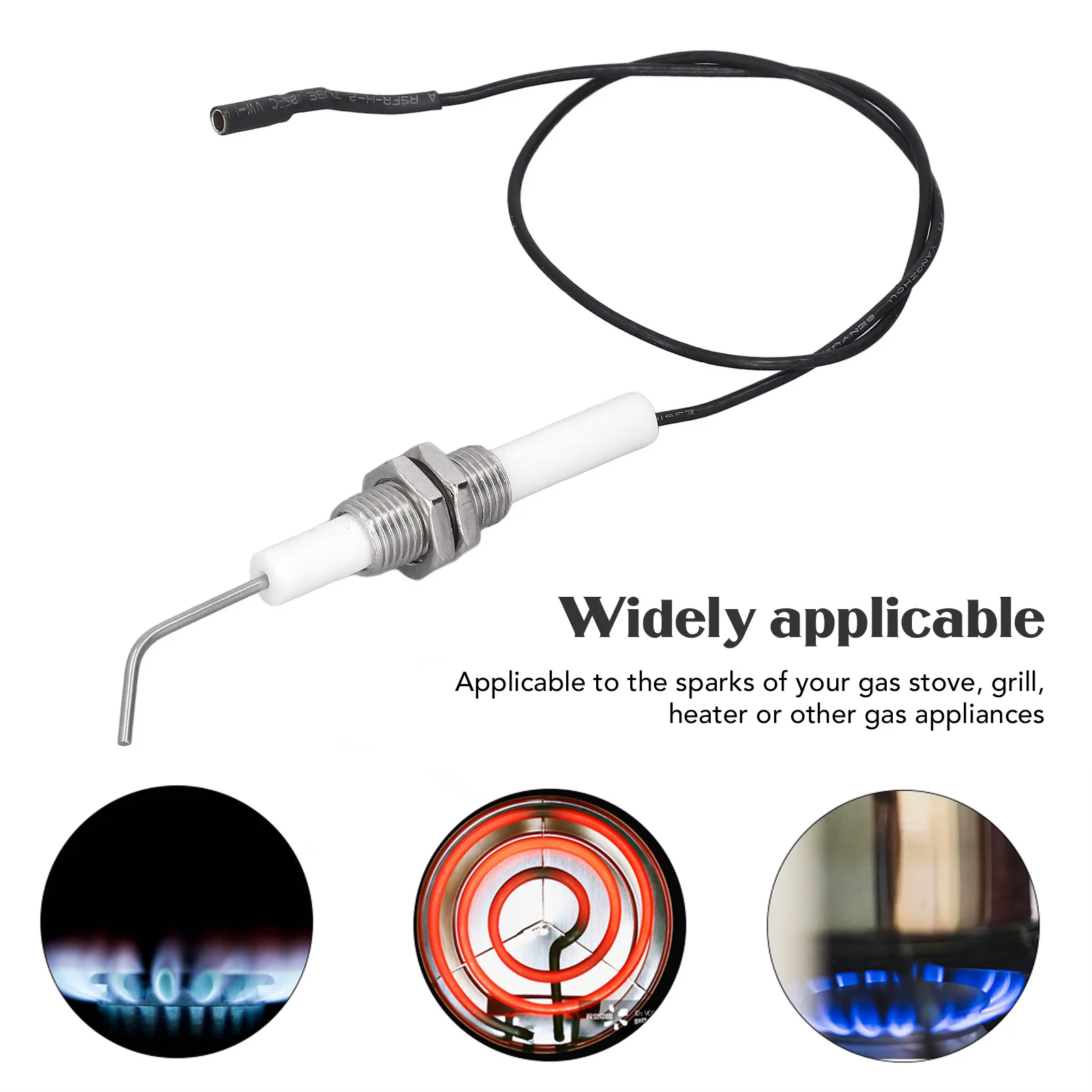 F5 3pcs Spark Ignition Electrode Ceramic M10 Furnace Ignition Threaded Electrode for Push Button Piezo Igniter