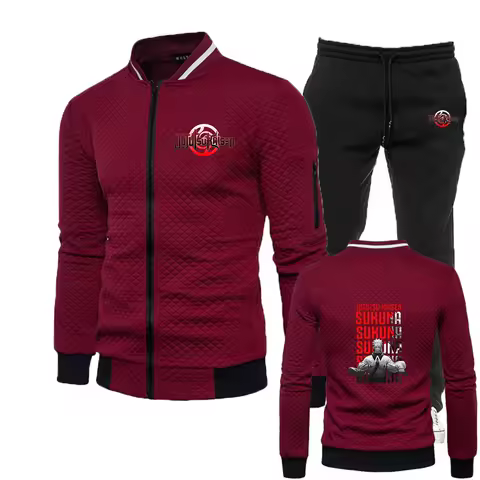 2025 Spring And Autumn Man's Jujutsu Kaisen Anime Itadori Yuji Logo Print Sports Comfortable Zipper Hoodies Pants Suits