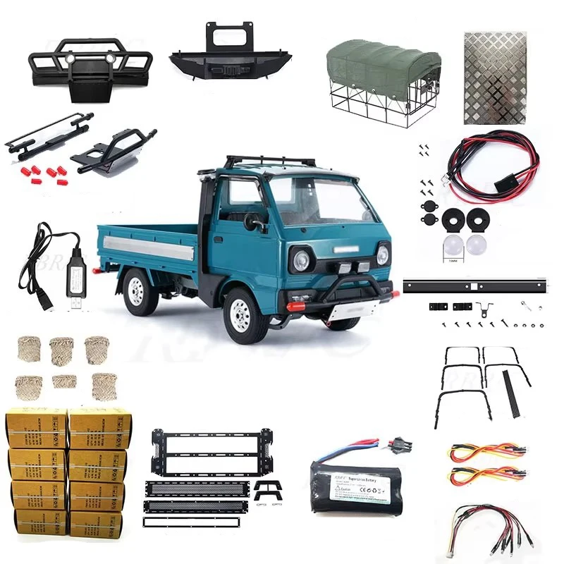 WPL D12 RC Metal Iron Cage Canvas Front and Rear Bumper Roof Luggage Rack Grass Frame Simulation Small Carton Accessories