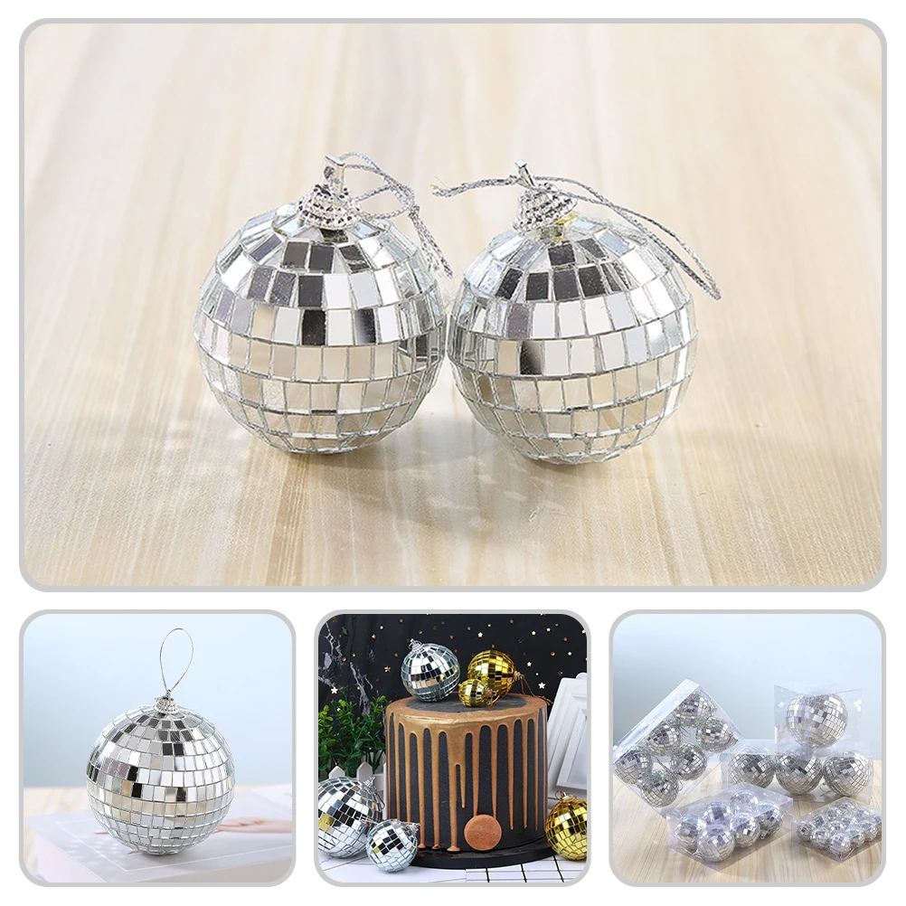 6pcs Mirror Ball Christmas Tree Decorations Reflective Hanging Foam Disco Balls Mirror Hanging mirror Party disco balls Small