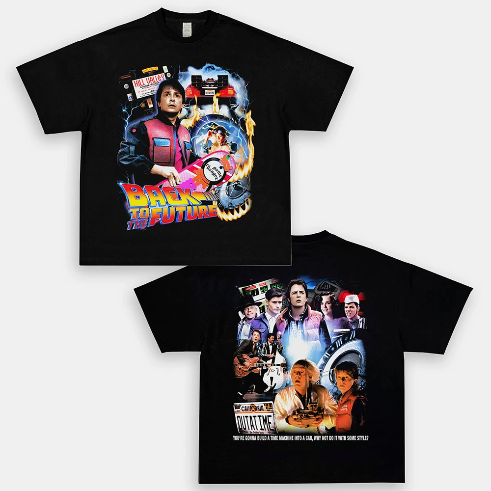 

Футболка Homage Tees в стиле научно-фантастического фильма «Назад в будущее», американская, свободного кроя, с коротким рукавом, молодежная, с круглым вырезом, с принтом.