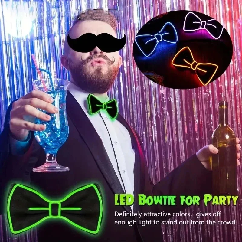 ربطة عنق مضيئة LED للرجال ، نيون السلك ، حفلة ، هالوين ، عيد الميلاد ، تضيء الديكور ، نادي بار ، ملابس المسرح ، دعامة
