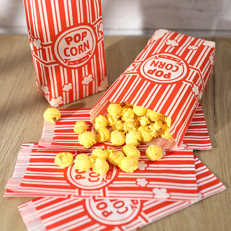 20/50 قطعة أكياس الفشار الخدمات الفردية ورقة الفشار الغذاء حقيبة حفل زفاف الفشار بار وجبة خفيفة هدية حزم الفيلم اللوازم الليلية