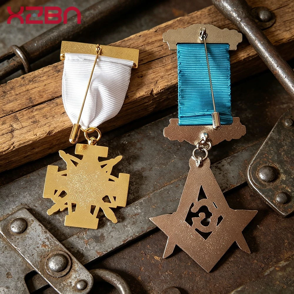 Masonic Breast Medal With Ribbon Knights Templar Cross Royal Arch Past Master Square Compass Freemason Regalia Ceremony Gift