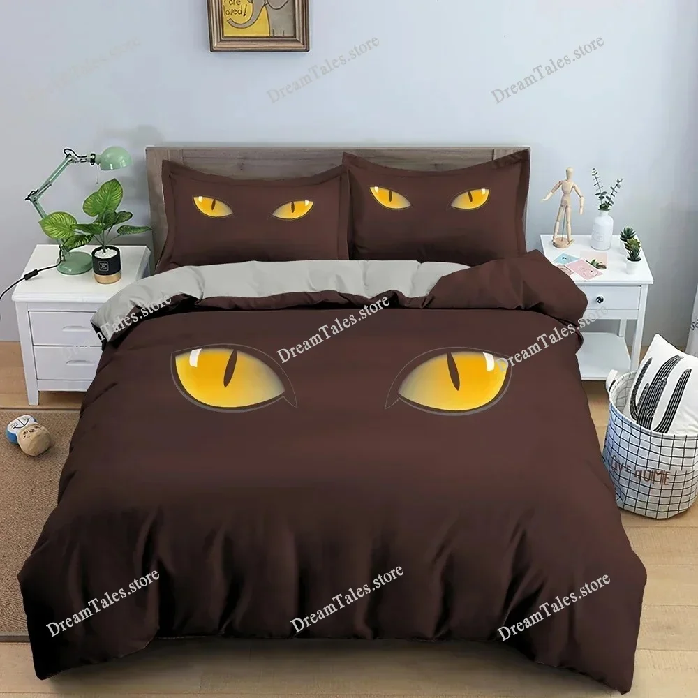 

Cute Cat Pattern Duvet Cover Set 3D Cartoon Animal Bedding Set King Queen Twin Size Quilt Cover for Children's Bedroom
