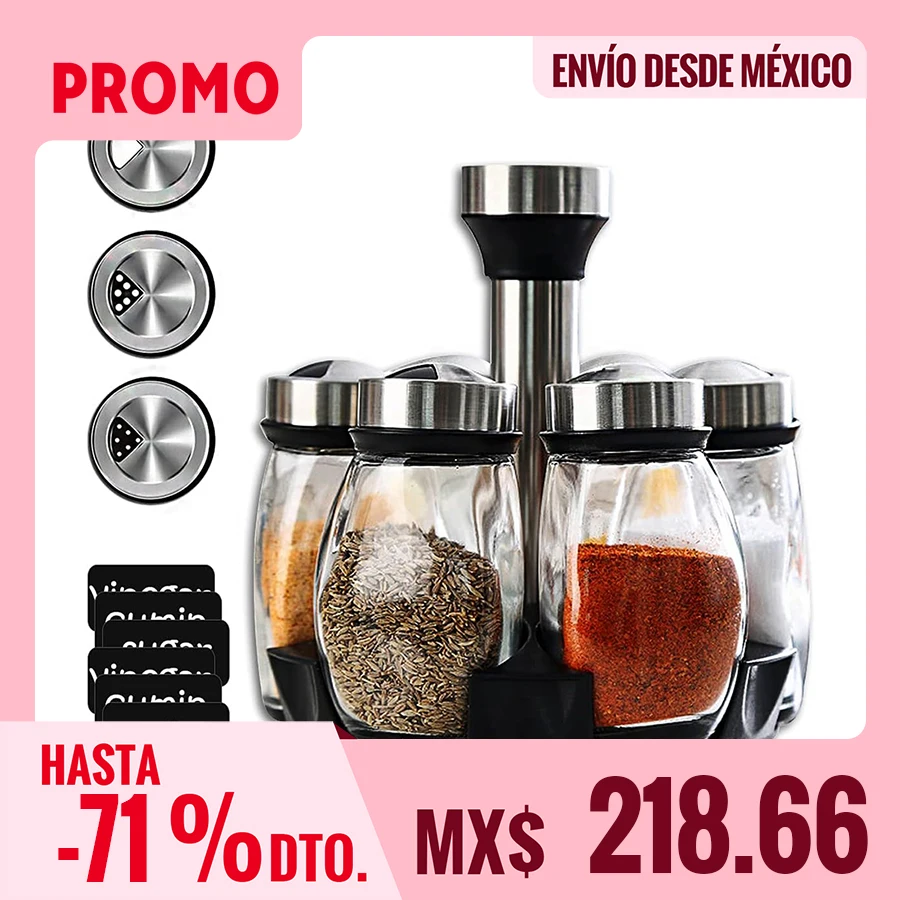 6 Flaschen Küchenglas-Drehs auce, bequeme Rotation der Verwendung, drei Arten der Ausgabe, Küchen gewürz flaschen, Modehaus