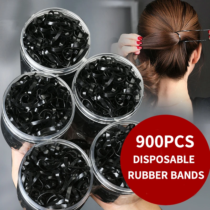 20/900Pcs Box Mini Accessories Small Braid Plaits Elastic Tie Band Ponytail Holder Elastic Rubber Clear Black Accessories