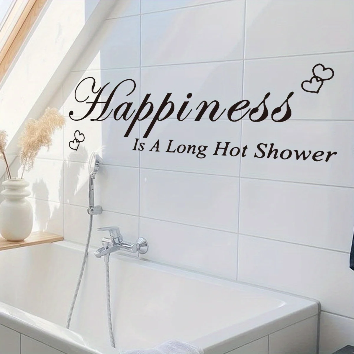 Modern English Proverbs Bathroom Wall Decal - Self-Adhesive Bathtub & Shower Decor Sticker, Pvc Material