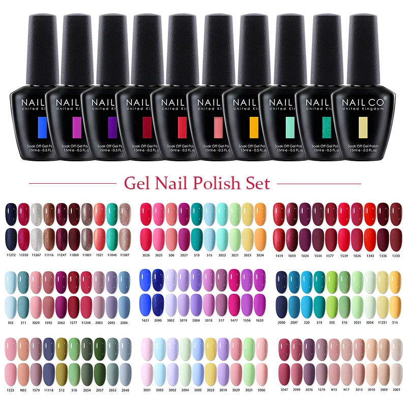 

Набор гель-лаков NAILCO, 10/20/30 шт., 15 мл, без HEMA и TPO, полуперманентные классические цвета, лаки для дизайна ногтей, для маникюра