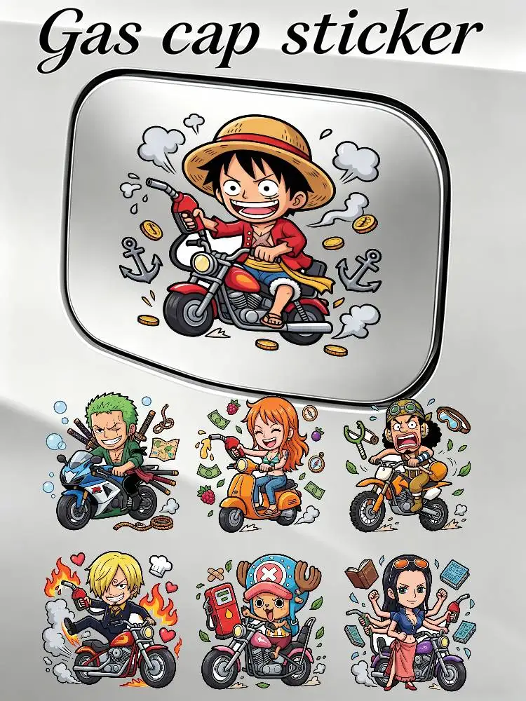 

ONE PIECE LUFFY ZORO Car Fuel Tank Cap Warning Sticker Waterproof Vinyl Fuel Cap Decal