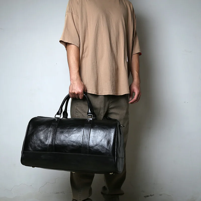 

Genuine Leather Mens Travel Bag Casual Soft Top Layer Cowhide Luggage Bag Travel Bag Large Capacity Travel Bag Original Creation