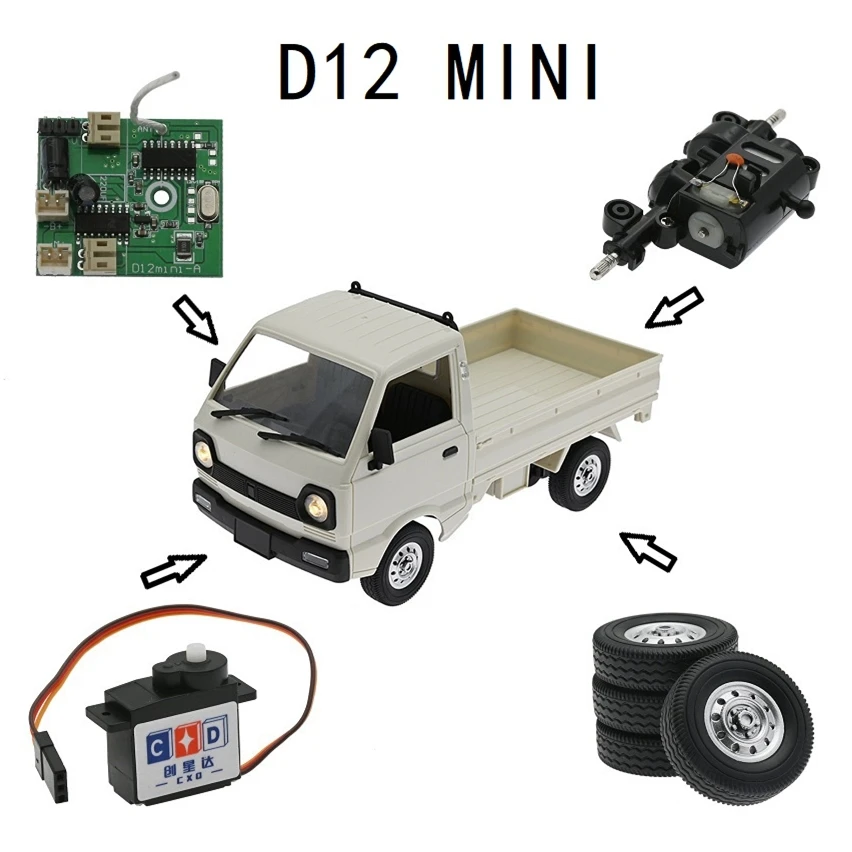 WPL D12 Mini Accessories Tire Circuit Board Gearbox Servo 1/16 RC Truck Car DIY Upgrade Spare Parts