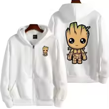 Men I Am Groot Cartoon Zipper Hoodie