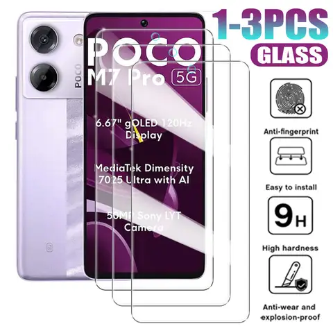 Film de protection plein écran HD pour POCO M2 M3 M4 5G M5 M6 Pro 4G M7 Plus, verre trempé pour POCO F3 F5 F4 GT F6 F7, 1 à 3 pièces