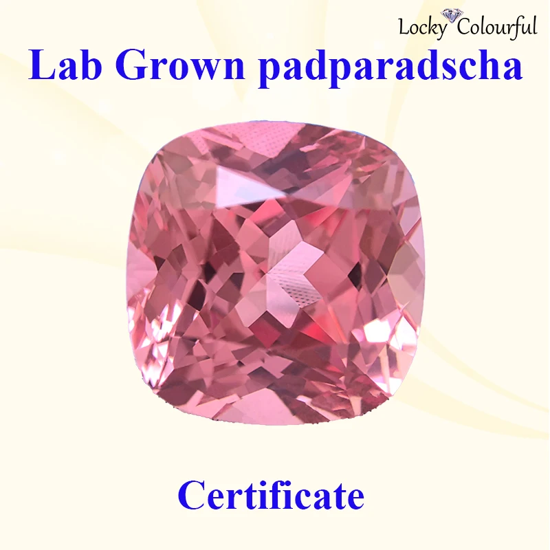 

Lab Grown Padparadscha Red Lotus Color Square Cushion Shape Charms Selectable AGL Certificate Beads for Diy Jewelry Making Ring