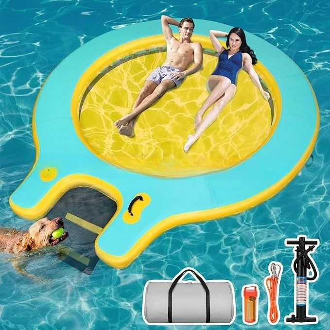 floating island inflatable floating board brushed ring inflatable water floating ring water wharf