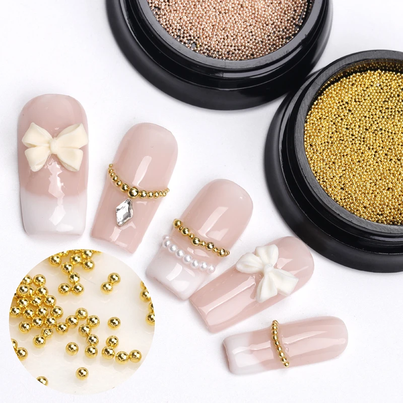 1 Doos Nagel Metalen Kaviaar Kralen Micro Decoratie Kit Ontwerp Nail Art Benodigdheden Charme Bulk Goud Zilveren Nagels Accessoire Onderdelen Sieraden