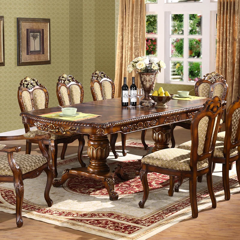 طقم كراسي طاولة طعام من الخشب الصلب الأوروبي، طاولة سحب مستطيلة قابلة للسحب، طقم طعام غربي، طاولة مربعة للفندق #3