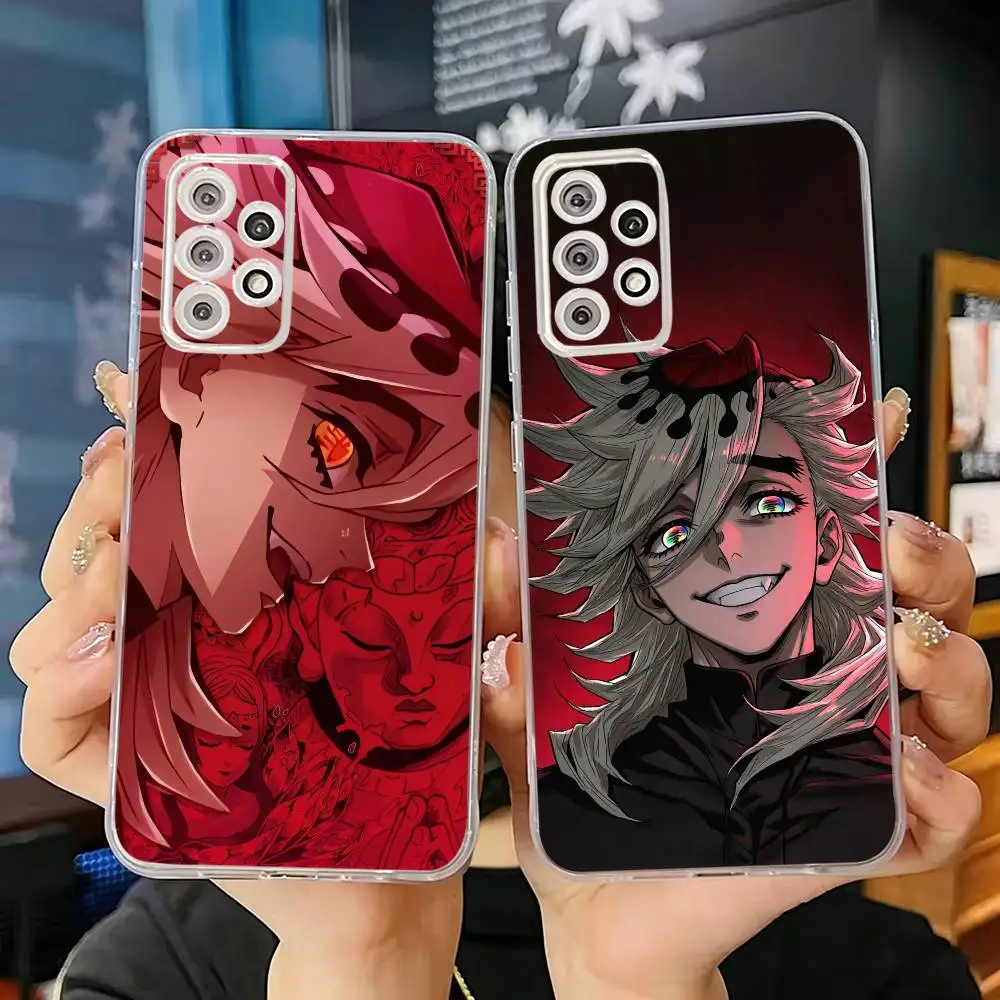 Hot Anime Demon Slayer Doma Transparent Soft Silicone Phone Case For Samsung S25 S24 S23 S22 S21 Plus