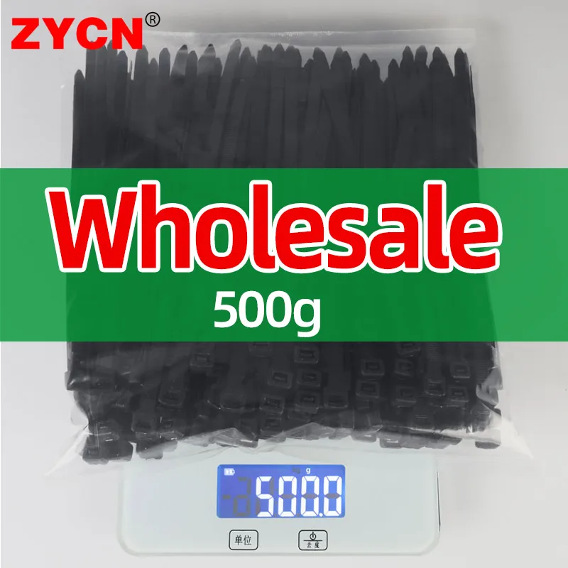 

0.5KG Wholesale Self Locking Nylon Cable Zip Ties High-Strength Fixed Bundling Plastic Black White 500g 3x150/4x200mm