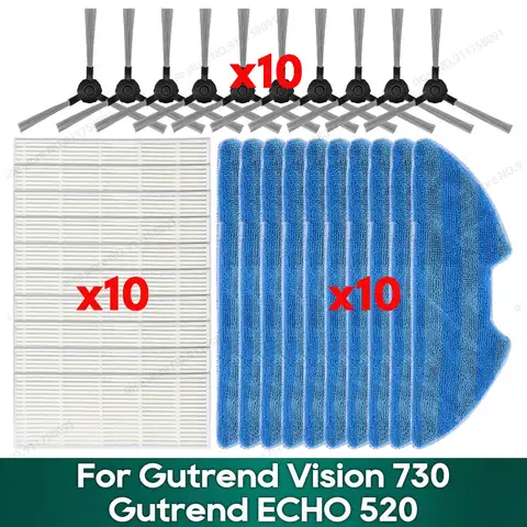 Compatible for Gutrend Vision 730, Gutrend ECHO 520 Accessories Main Brush Hepa Filter Mop Cloth Side Brush
