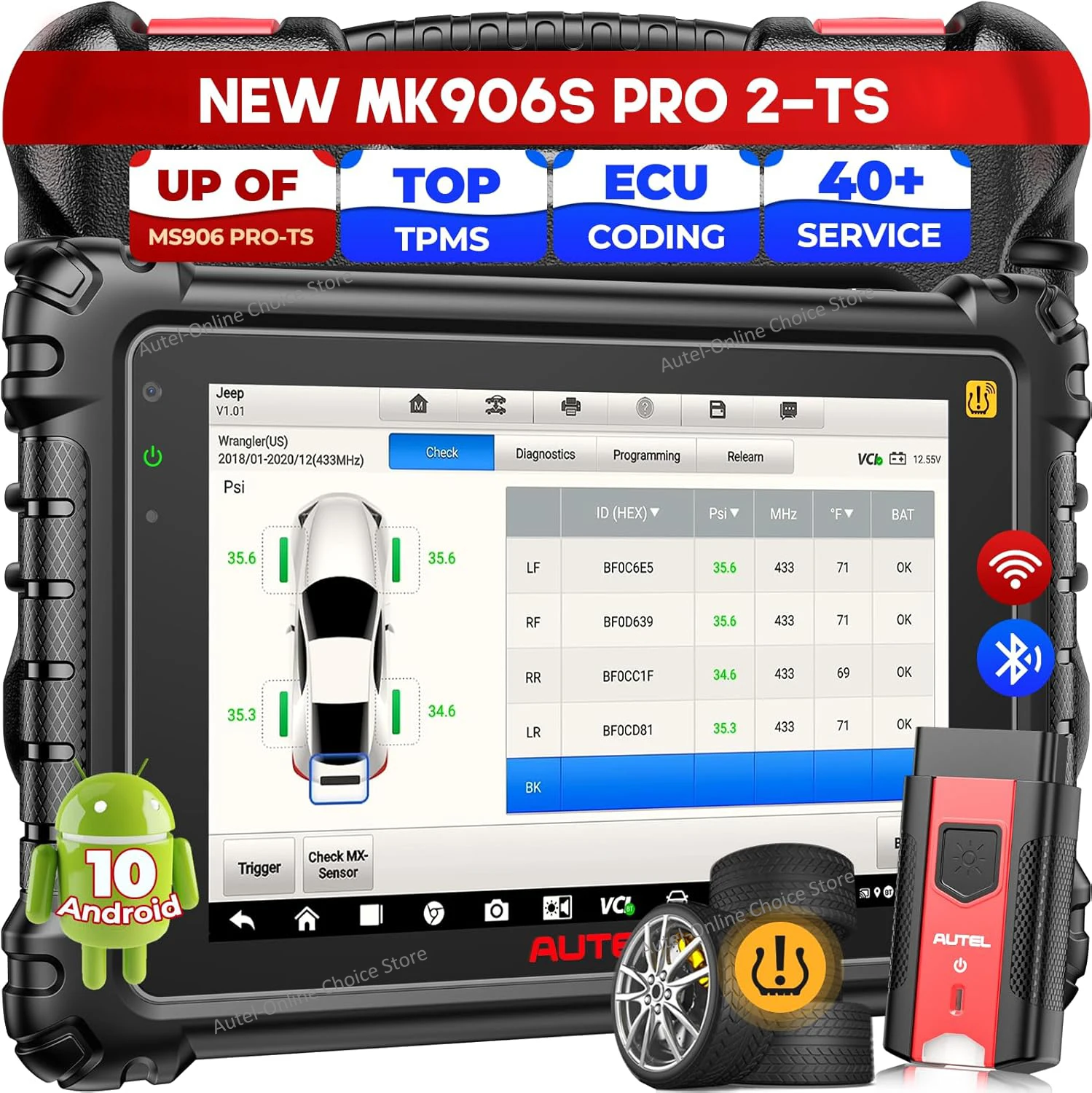 

Диагностический сканер Autel MaxiCOM MK906S PRO2-TS, инструмент для диагностики TPMS, двунаправленный сканер, кодирование ЭБУ, программирование датчиков BLE, программирование датчиков MX-Sensor