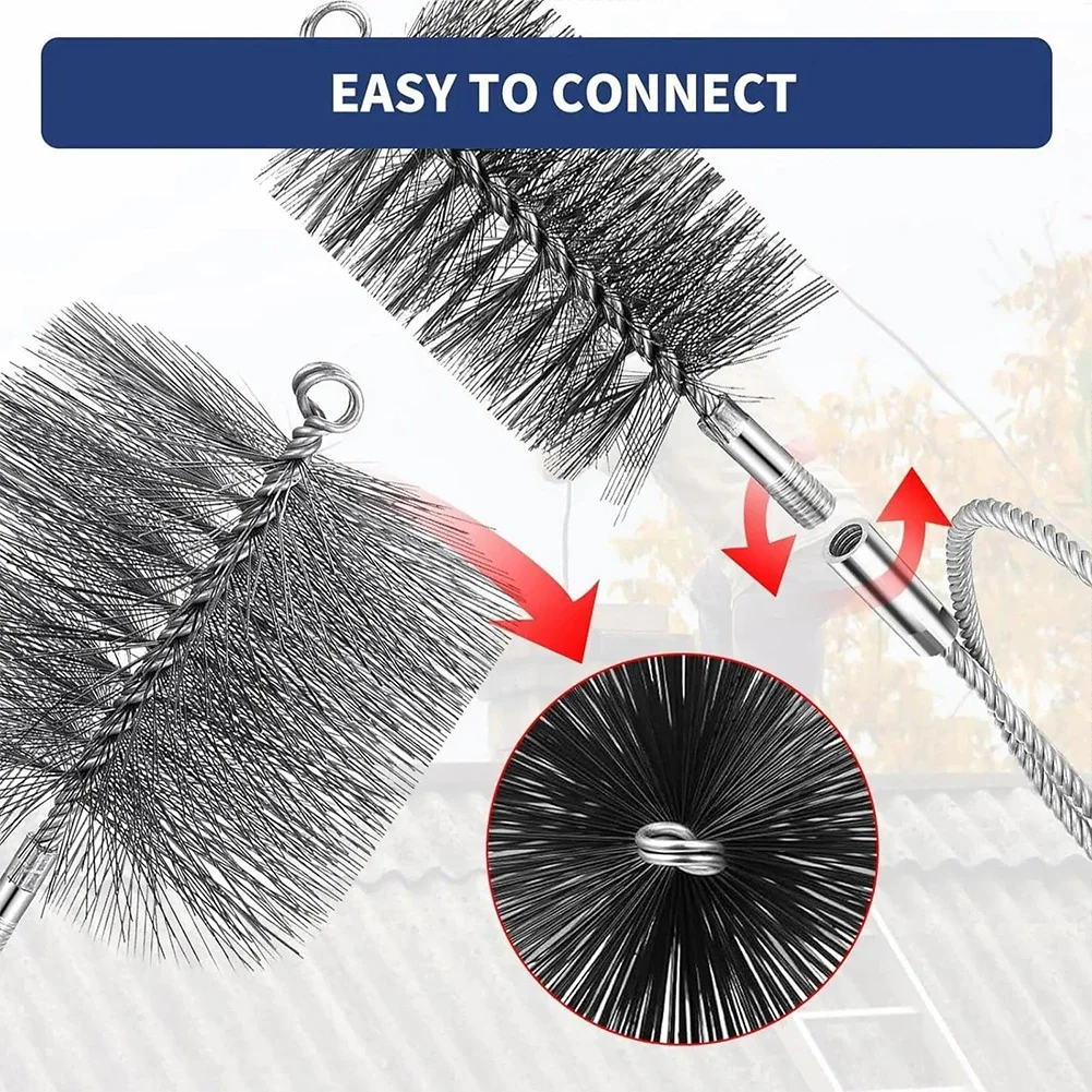 1 Set Stainless Steel Wire Pipe Brush Chimney Cleaning Brush Polishing Remove Paint/rust Cleaner For Fireplace Pipe