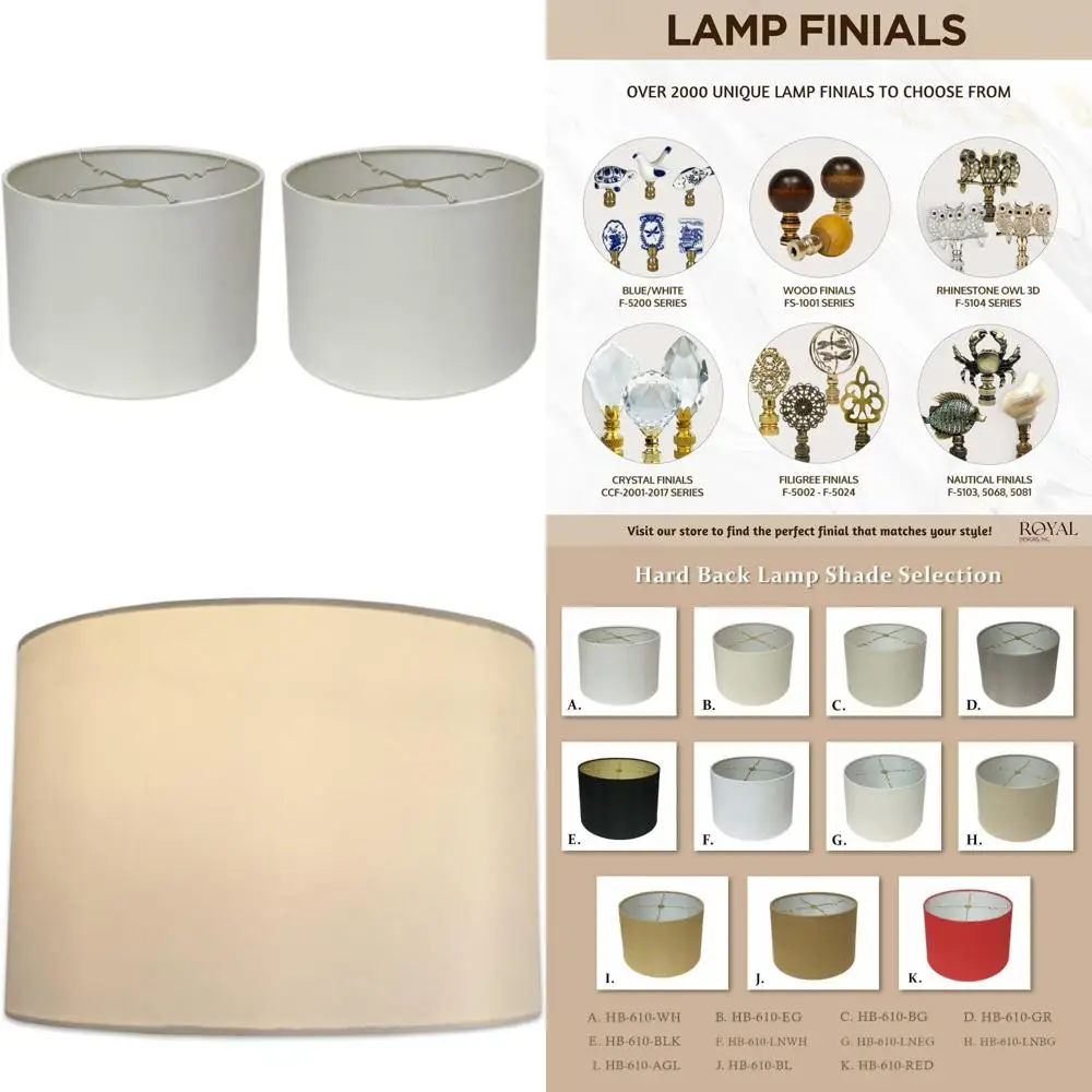 

White Shallow Drum Hardback Lamp Shades, 9x10x7, 2-Pack, for Home Lighting Decor