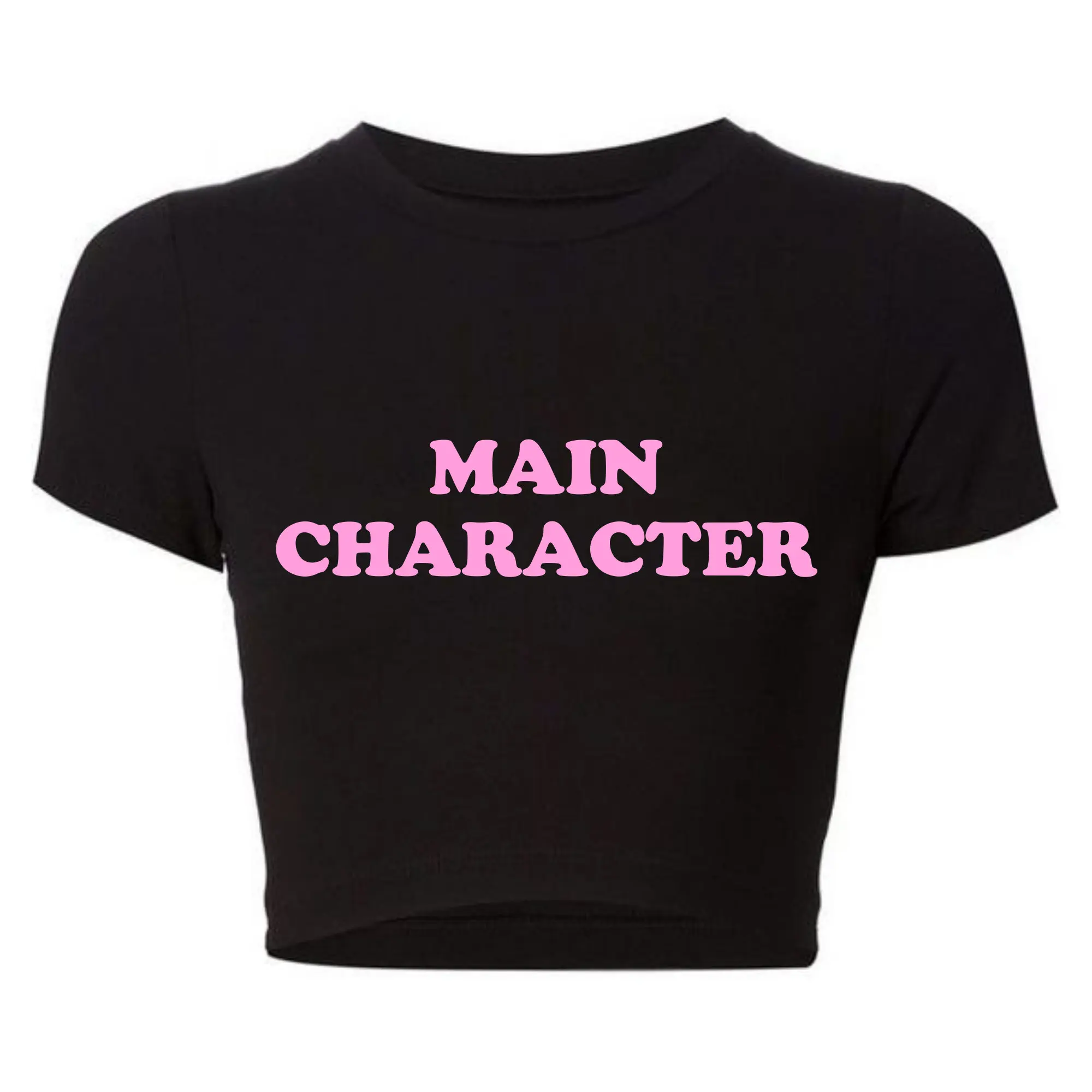 Main Character Funny Womens Crop Top Harajuku O Neck Baby Tee Y2k Gothic Clothes Female Women Cropped Top Kawaii T Shirt