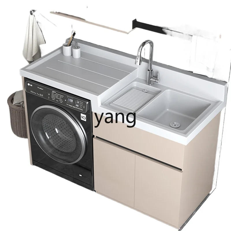 

CX Honeycomb Aluminum Balcony Washing Machine Cabinet Combination Laundry Tub Pool Table with Washboard