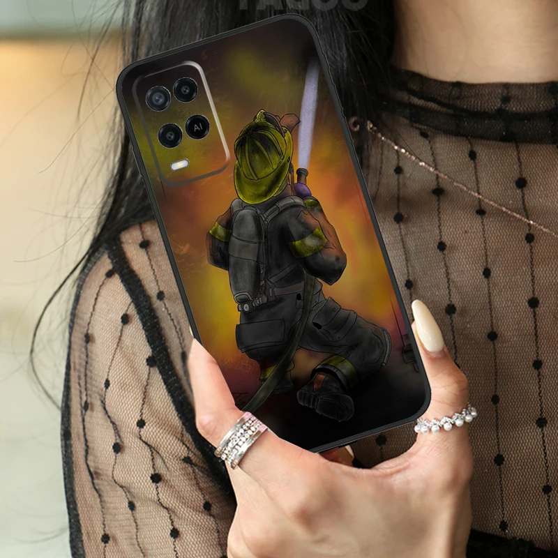 Fireman Firefighter For OPPO A57S A54S A53S A58 A78 A98 A54 A74 A94 A17 A77 A15 A52 A72 A5 A9 A16 A76 A96 Case