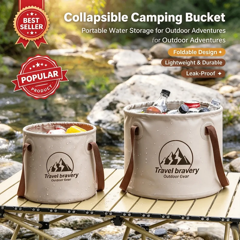 Portable Collapsible Water Bucket 5/10/20L, Large Capacity Outdoor Water Container for Camping Fishing Hiking