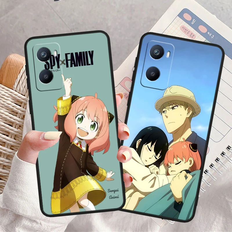 Anime SPY×FAMILY Cute Tpu Silicone For OPPO A98 A96 A94 A74 A72 A57S A55 A53S A15S A16K A5 Black Cover