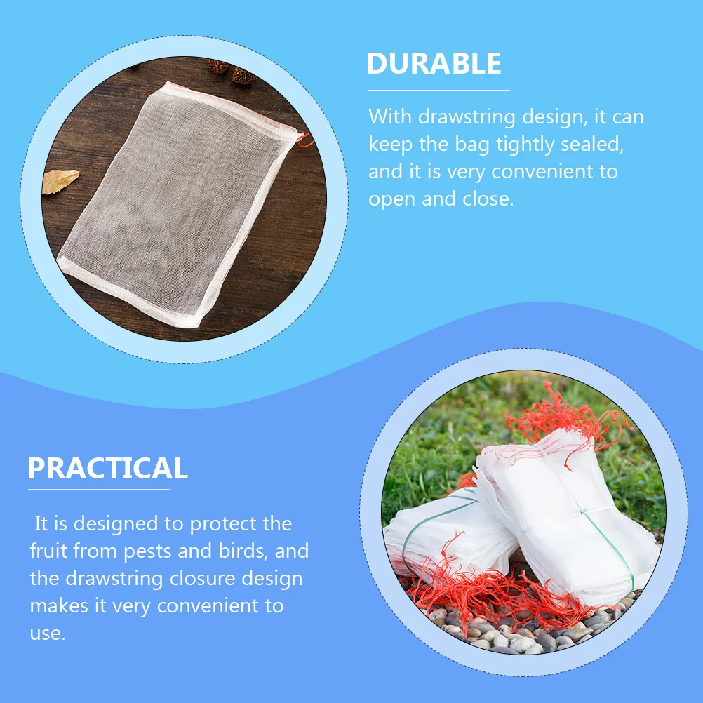 

40 Pcs Bug Bag Mesh Garden Plant Fruit Protection Nylon Grow Orchard Drawstring Barbecue