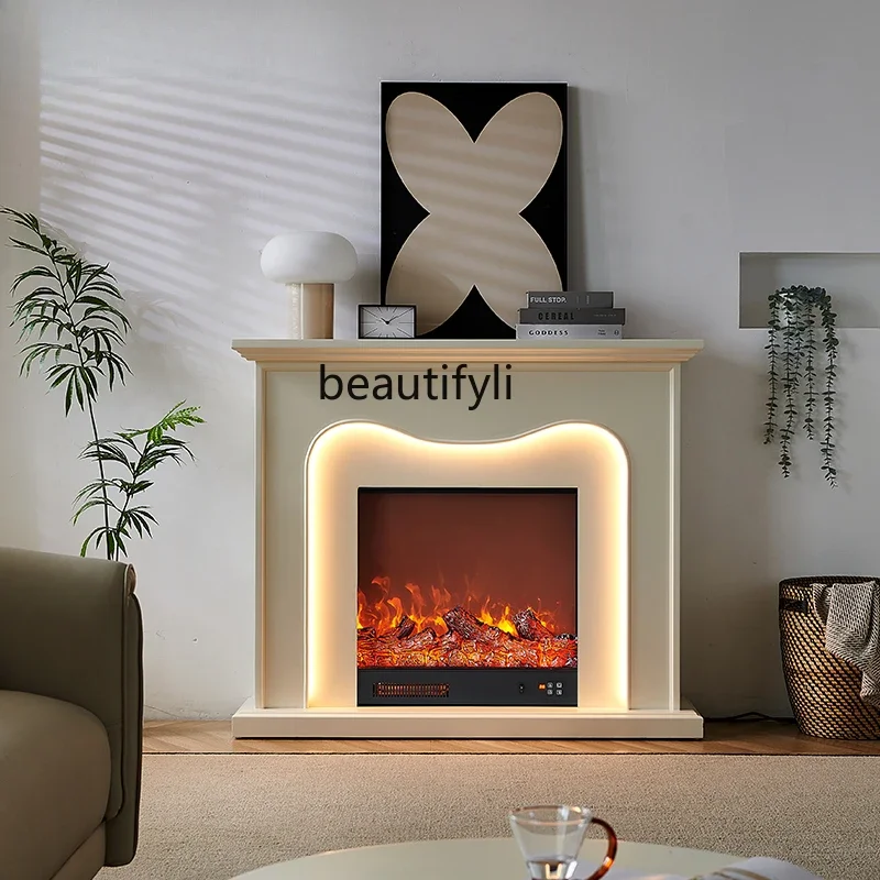 

1.2 meters French fireplace decorative cabinet, cream wind mantel simulation fire electronic fireplace core household