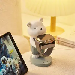 Creative Cute Bear for Apple Watch Stand Ornament for IWatch Charging Base Dock Station Office Desk Dormitory Bedroom Decor