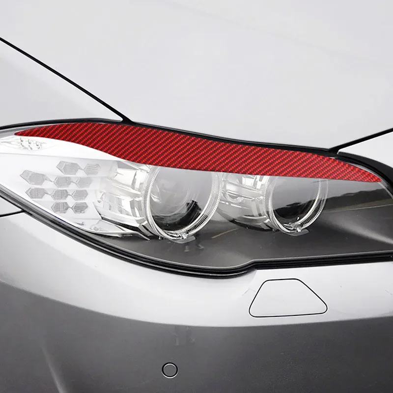 

Red Carbon Fiber Stickers Car Front Headlights Modification Cover Trim Strips For BMW 5 Series 11-17 F10 Car Inner Accessories