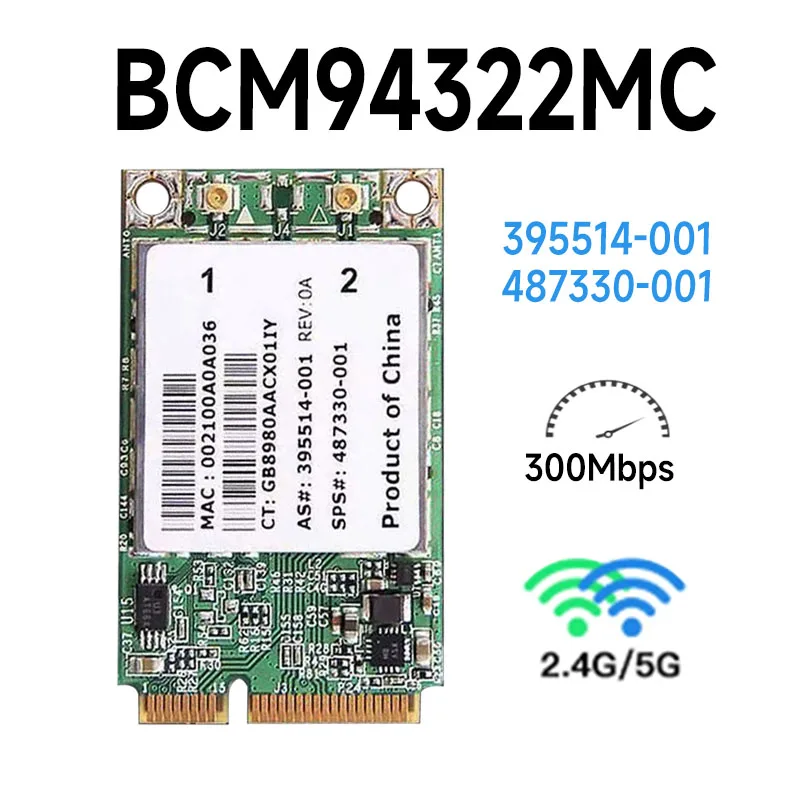 بطاقة برودكوم BCM94322MC Mini Pci Express PCI-E Wlan 395514-001 487330-001 لأجهزة كمبيوتر محمول hp