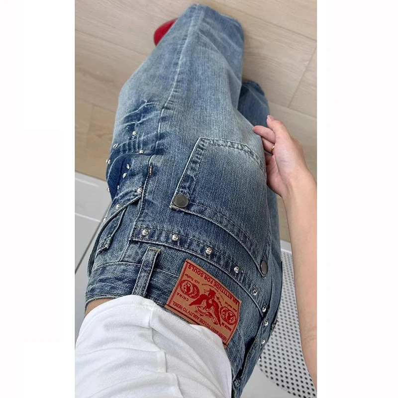 Chic Fashion Lady High Waist Jeans Pants Girls Casual Wide Leg Denim Trousers Female Retro Korean Designer Loose Pants