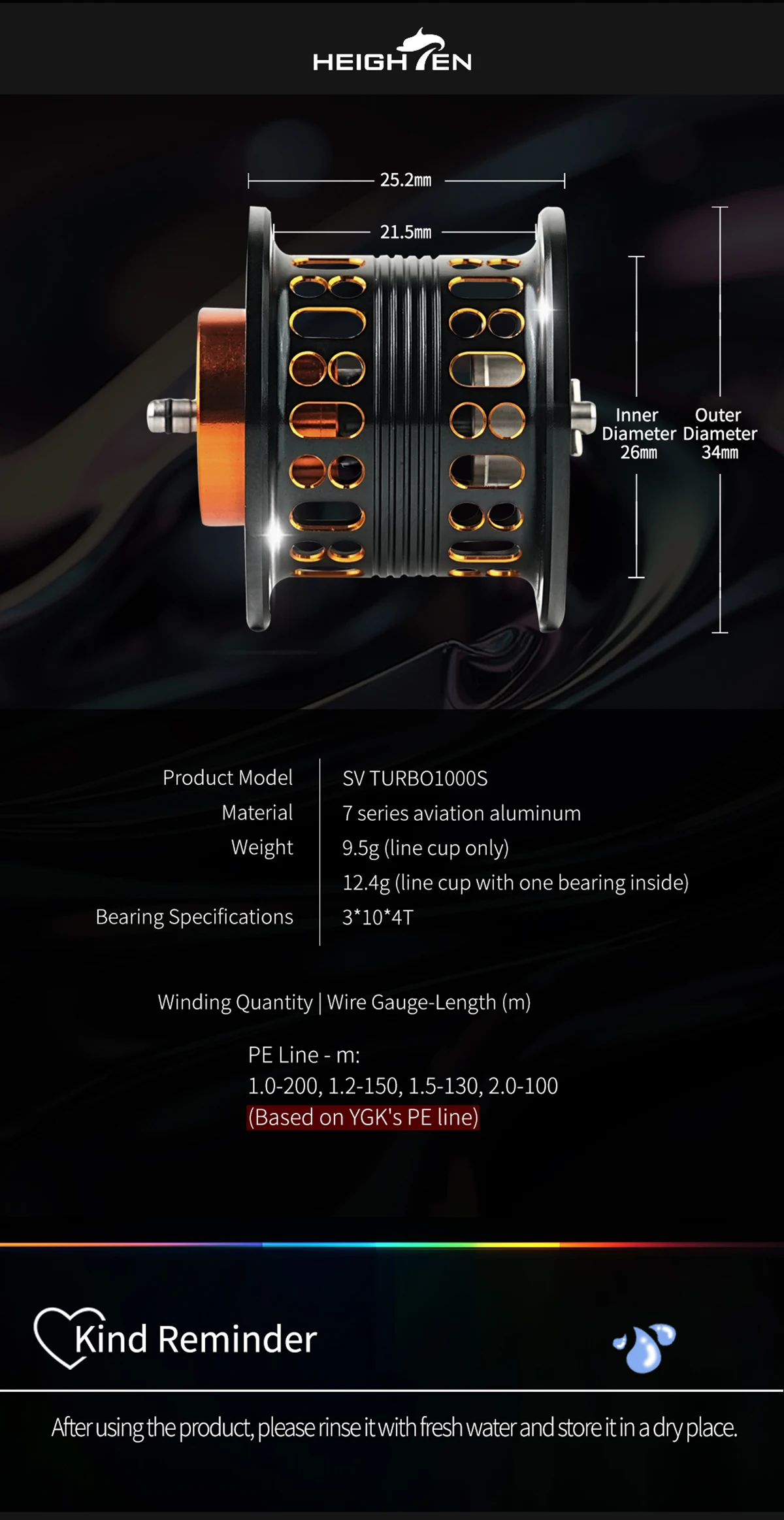 HEIGHTEN Flache Spule für Daiwa Zillion Steez Ryoga mehr als Bait casting Rolle – Detail 7