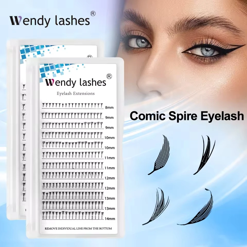 WENDY Comic Spire Eyelash ExtensionsC/D Curl Mix 8-14mm New Tower Fans Premade Spikes Lashes Cartoon for Anime Makeup
