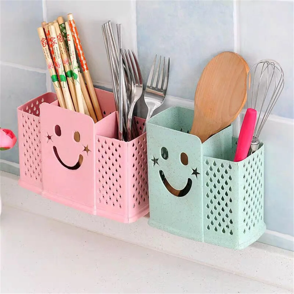 Kitchen Draining Rack Cage Cutlery Chopsticks Spoon Holder Storage Box Plastic