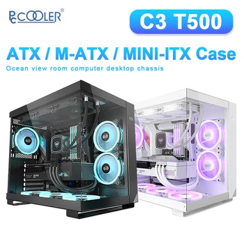 PCcooler 컴퓨터 데스크탑 케이스, C타입 인터페이스 호환, 360 수냉 M-ATX MINI-ITX 씨뷰 룸 PC 케이스, C3 T500 ATX  Best5