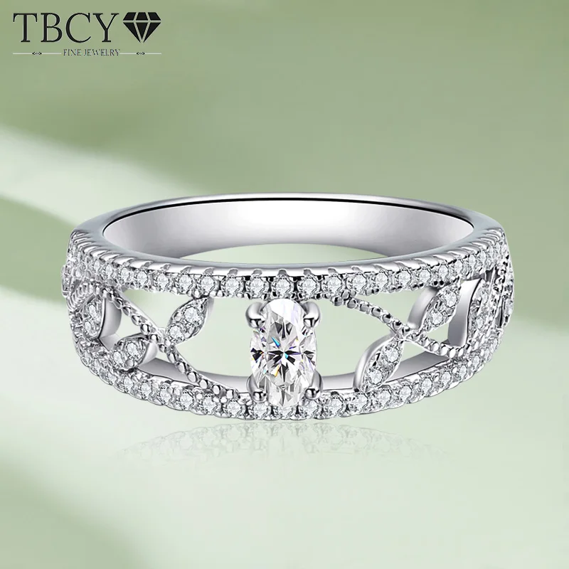 

TBCYD 3*5MM D Color Oval Cut Full Moissanite Rings 0.65cttw S925 Sterling Silver Wedding Party For Women With GRA Fine Jewelry