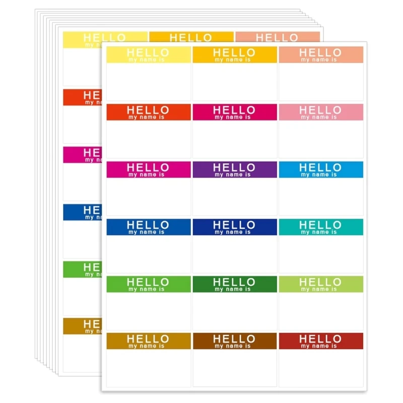 180PCS 18 Colors Hello Name Label Stickers Colorful Name Badge for Themed Party Daycare School Office Conferences H8WD