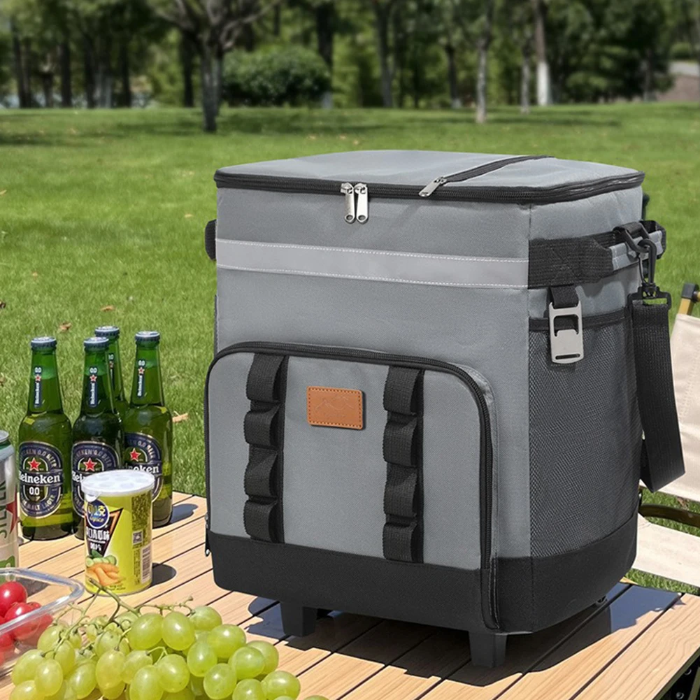

Insulated Rolling Cooler Bag Large Capacity Picnic Trolley Box Detachable Food Storage Container for Outdoor Car Travel&Takeout