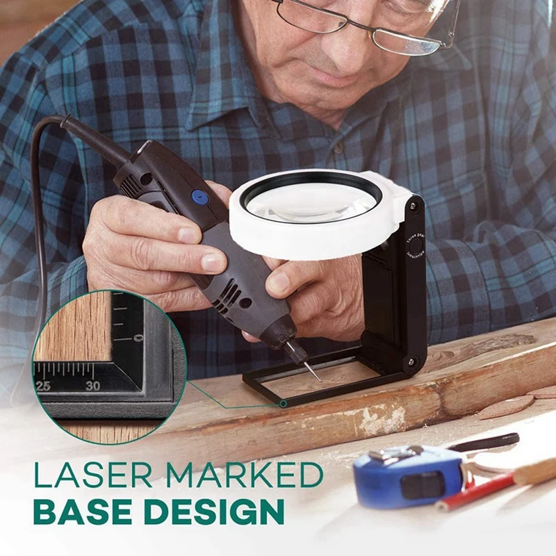 Hot TTKK 2X Magnifying Glass With Light And Stand, Hands Free Handheld 6X 25X Adjustable Folding Magnifier With LED Lighted