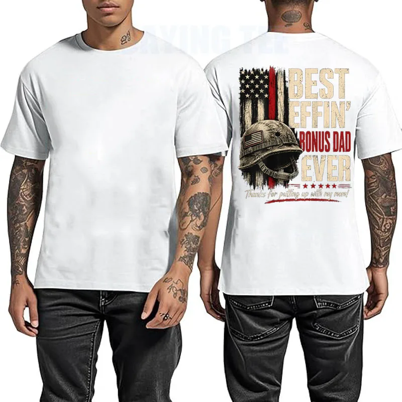 Bestes Effin Bonus Dad Ever Retro Patriotisches Stiefvater-T-Shirt Y2k US-Flaggen-Grafik Herrenbekleidung Ehemann Neuheit Geschenk Baumwollkleidung – Detail 8